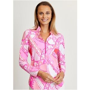 Gottex Pink and White Long Sleeve Top